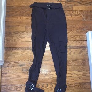Grey cargo belt pants